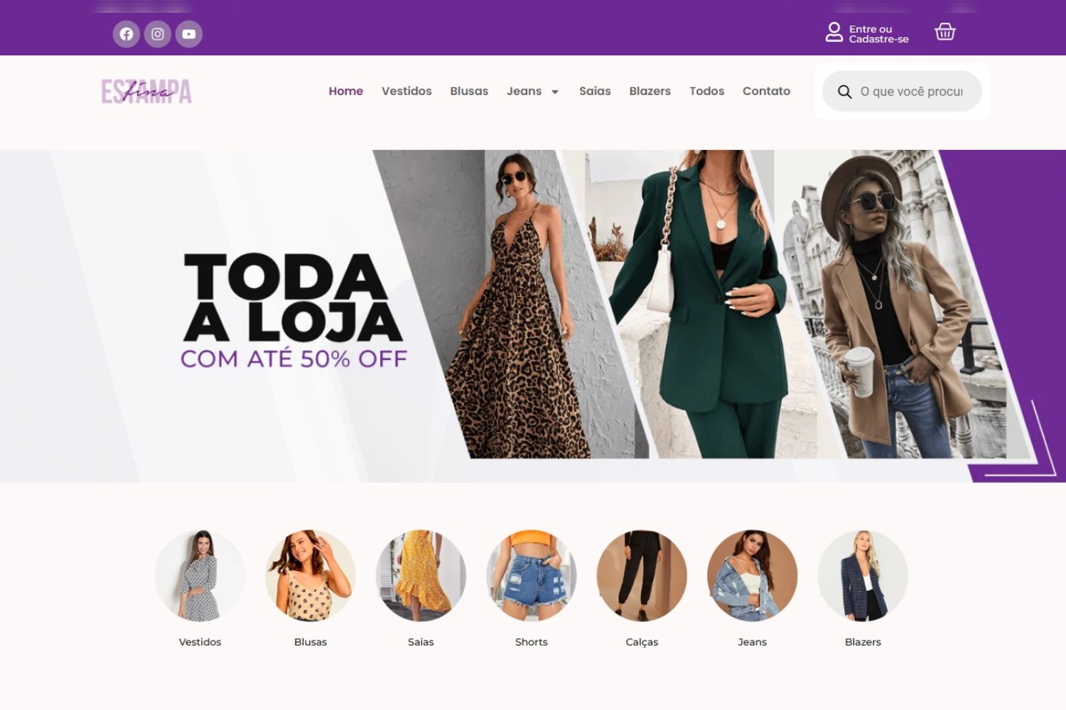 Loja Fina Estampa Fashion em WordPress + Elementor PRO