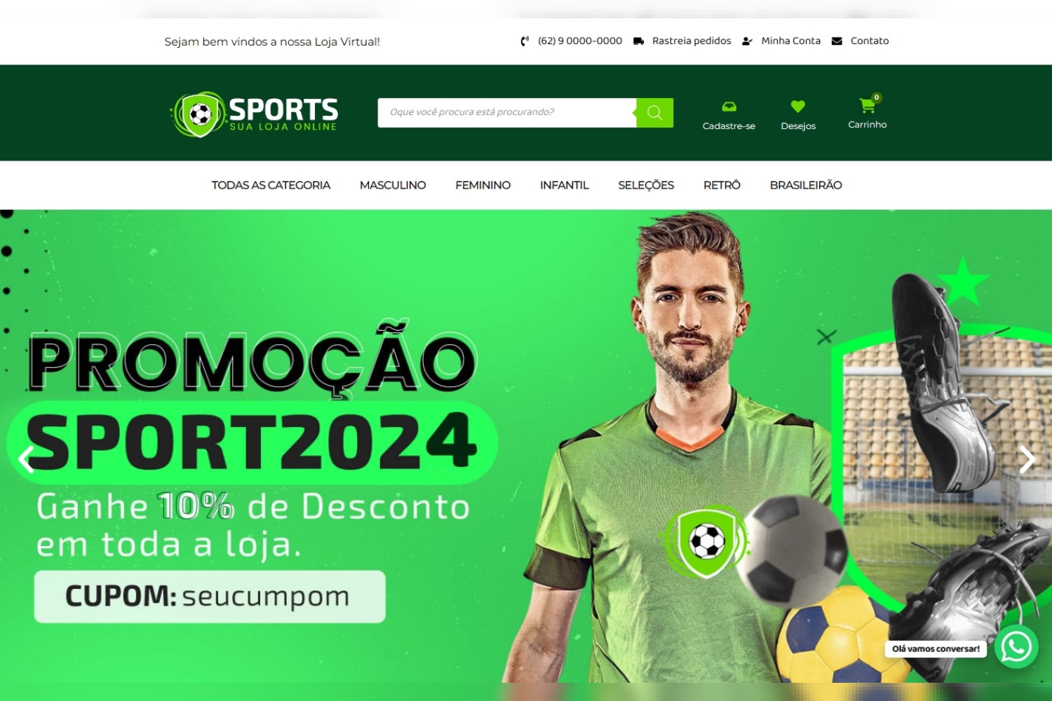 Loja SPORTS em WordPress Hello Elementor é Elementor FREE