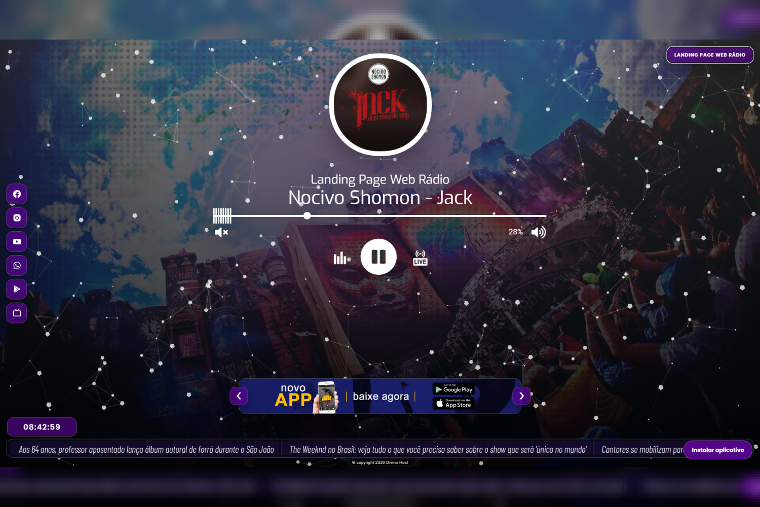 Player Landing Page Web Rádio com painel admin
