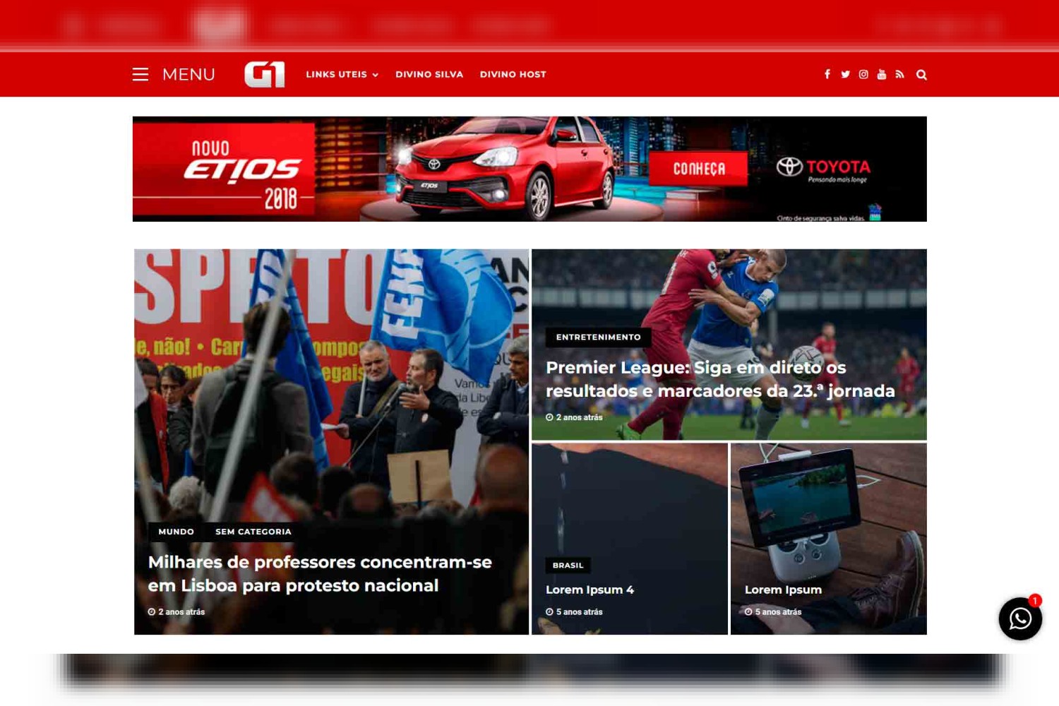 Portal de Noticias Clone G1 em WordPress Responsivo