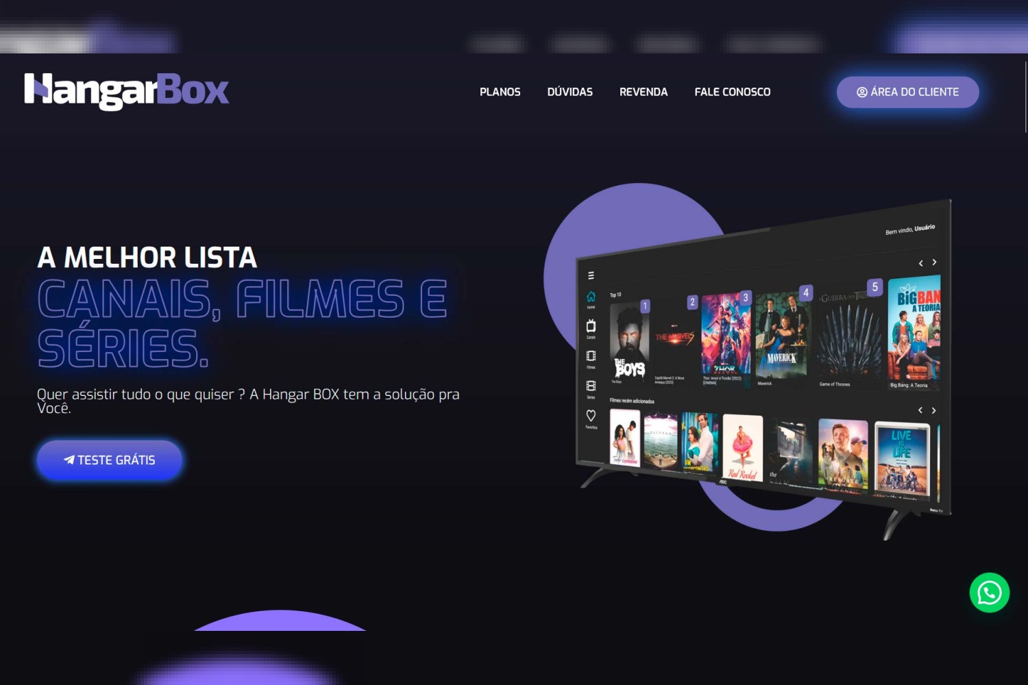 Site IPTV TVBOX Streaming de Vídeo em WordPress e Elementor