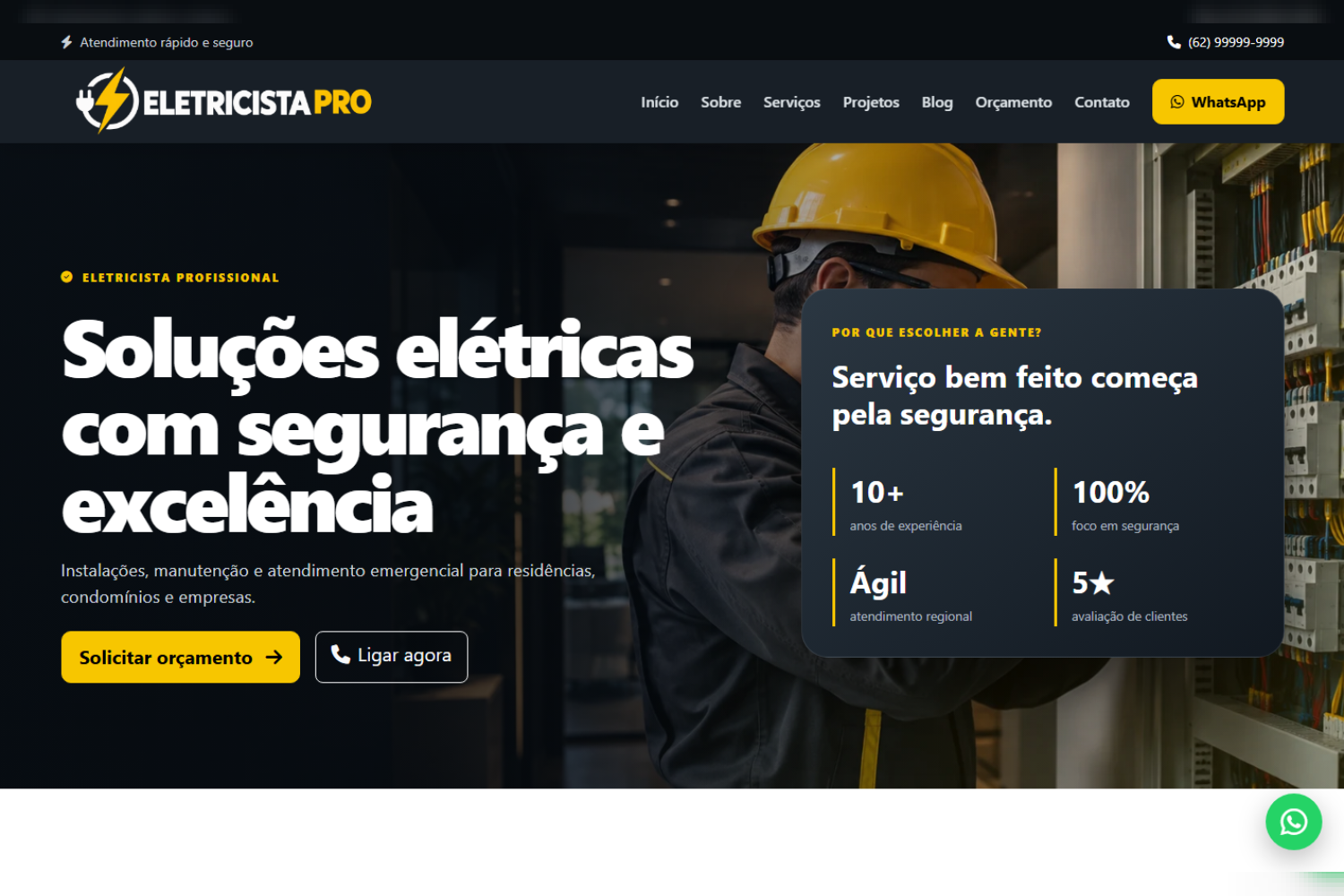Site Profissional para Eletricista com Painel Administrativo