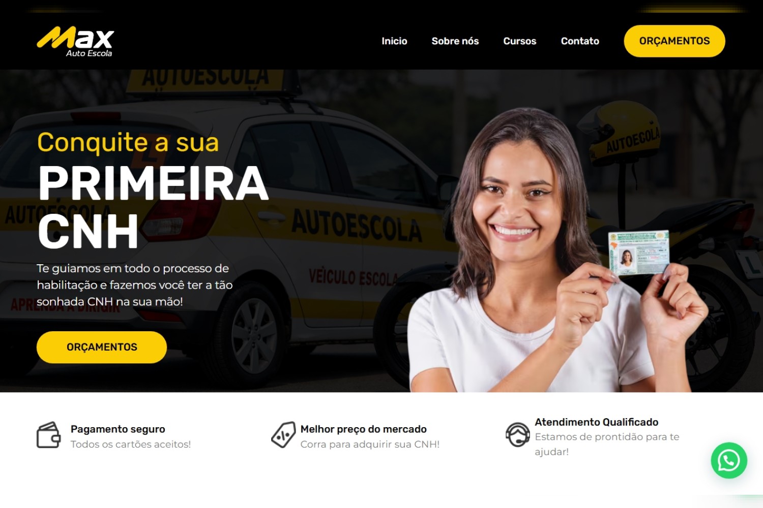 Template Site para Auto Escolas 100% Editável Elementor
